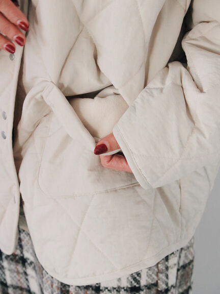 キルトミドルコート（グレー/ライトベージュ/グリーン）｜Samansa Mos2 blue（サマンサモスモス ブルー）通販