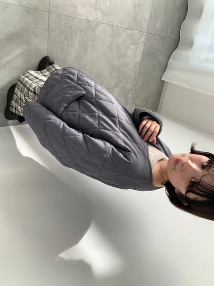 キルトミドルコート（グレー/ライトベージュ/グリーン）｜Samansa Mos2 blue（サマンサモスモス ブルー）通販