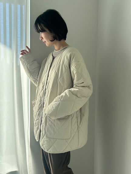 キルトミドルコート（グレー/ライトベージュ/グリーン）｜Samansa Mos2 blue（サマンサモスモス ブルー）通販