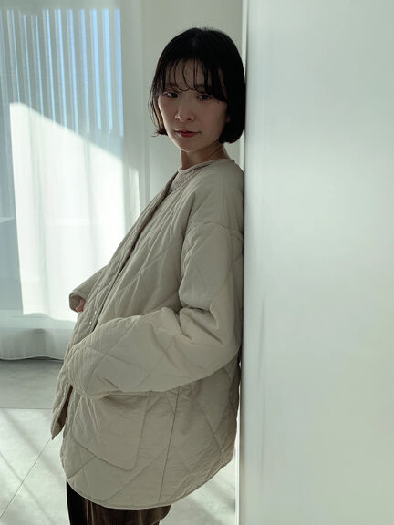 キルトミドルコート（グレー/ライトベージュ/グリーン）｜Samansa Mos2 blue（サマンサモスモス ブルー）通販