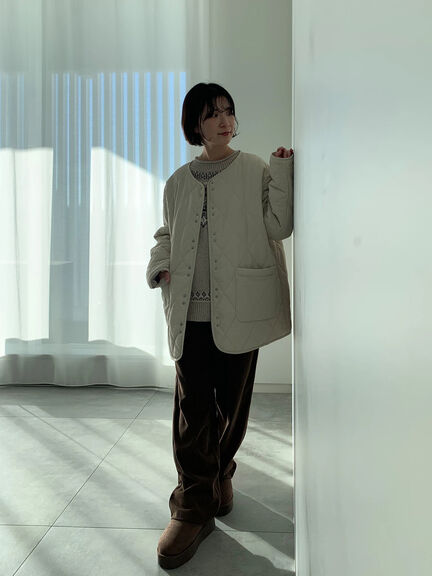 キルトミドルコート（グレー/ライトベージュ/グリーン）｜Samansa Mos2 blue（サマンサモスモス ブルー）通販