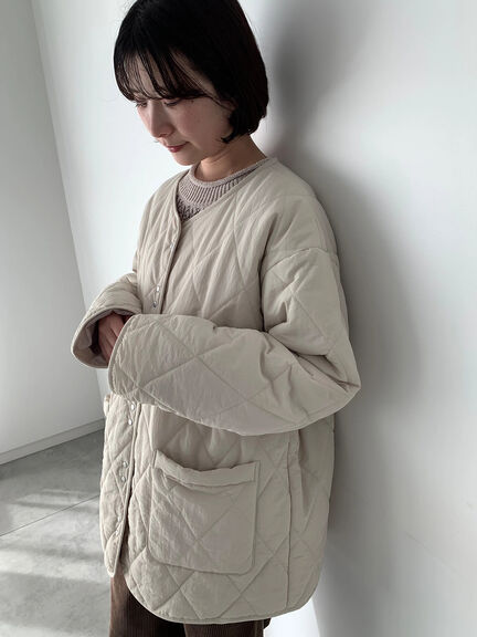 キルトミドルコート（グレー/ライトベージュ/グリーン）｜Samansa Mos2 blue（サマンサモスモス ブルー）通販