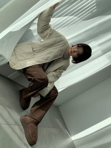 キルトミドルコート（グレー/ライトベージュ/グリーン）｜Samansa Mos2 blue（サマンサモスモス ブルー）通販