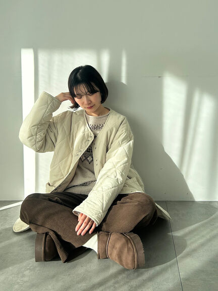 キルトミドルコート（グレー/ライトベージュ/グリーン）｜Samansa Mos2 blue（サマンサモスモス ブルー）通販