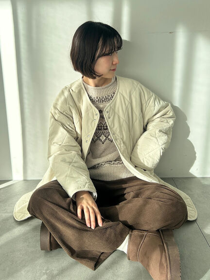 キルトミドルコート（グレー/ライトベージュ/グリーン）｜Samansa Mos2 blue（サマンサモスモス ブルー）通販