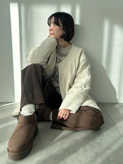 キルトミドルコート（グレー/ライトベージュ/グリーン）｜Samansa Mos2 blue（サマンサモスモス ブルー）通販