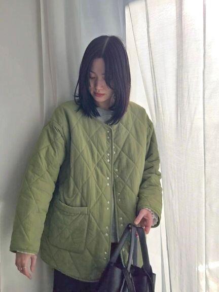 キルトミドルコート（グレー/ライトベージュ/グリーン）｜Samansa Mos2 blue（サマンサモスモス ブルー）通販