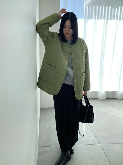 キルトミドルコート（グレー/ライトベージュ/グリーン）｜Samansa Mos2 blue（サマンサモスモス ブルー）通販