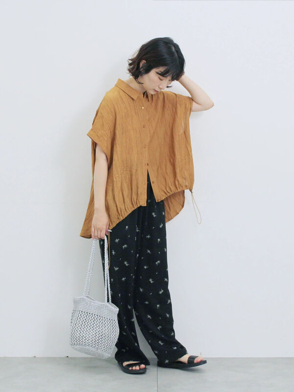 セール】 花柄イージーパンツ（ブラック/ブラウン/ネイビー/ボトムス