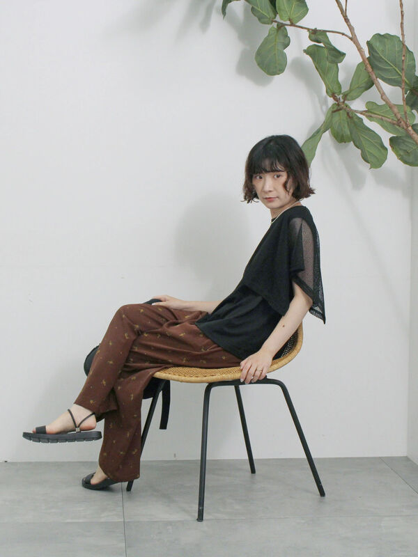 セール】 花柄イージーパンツ（ブラック/ブラウン/ネイビー/ボトムス