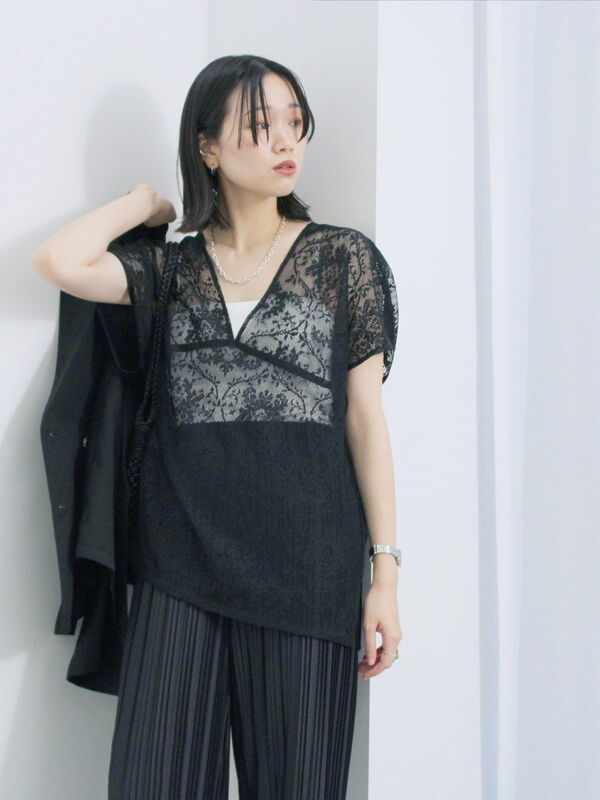 レースブラウス（ブラック）｜Samansa Mos2 blue（サマンサモスモス ブルー）通販