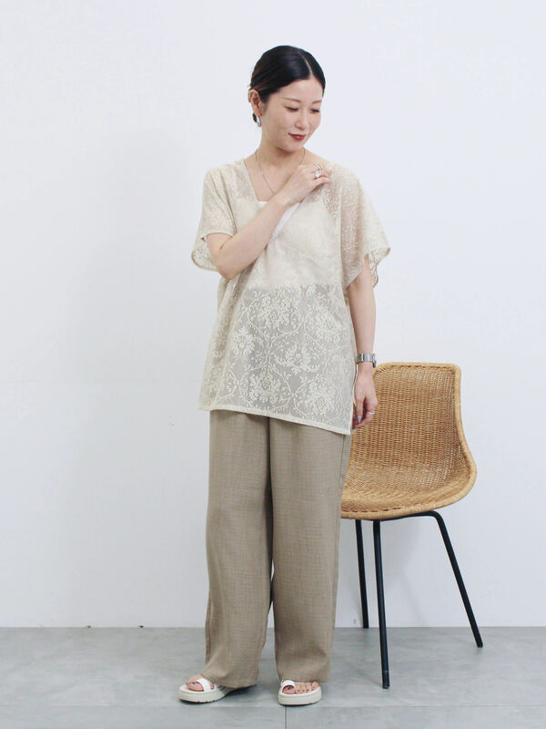 #473 サマンサモスモス ベージュ レース ブラウス セール】 レースブラウス（ブラック/ベージュ/ブラウン/トップス