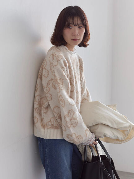 花柄シャギーニットプルオーバー（オフホワイト/グレー/ブラック）｜Samansa Mos2 blue（サマンサモスモス ブルー）通販