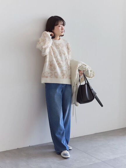 花柄シャギーニットプルオーバー（オフホワイト/グレー/ブラック）｜Samansa Mos2 blue（サマンサモスモス ブルー）通販