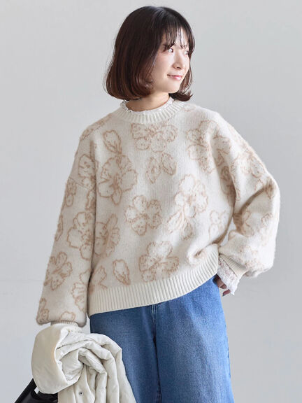 花柄シャギーニットプルオーバー（オフホワイト/グレー/ブラック）｜Samansa Mos2 blue（サマンサモスモス ブルー）通販