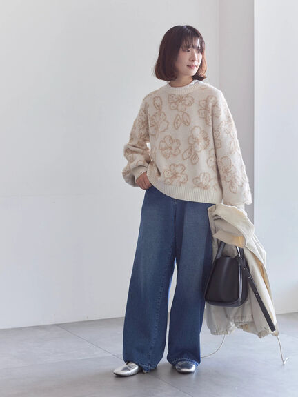 花柄シャギーニットプルオーバー（オフホワイト/グレー/ブラック）｜Samansa Mos2 blue（サマンサモスモス ブルー）通販