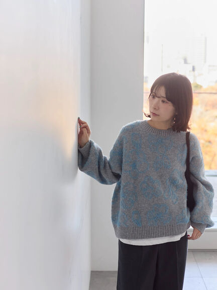 花柄シャギーニットプルオーバー（オフホワイト/グレー/ブラック）｜Samansa Mos2 blue（サマンサモスモス ブルー）通販