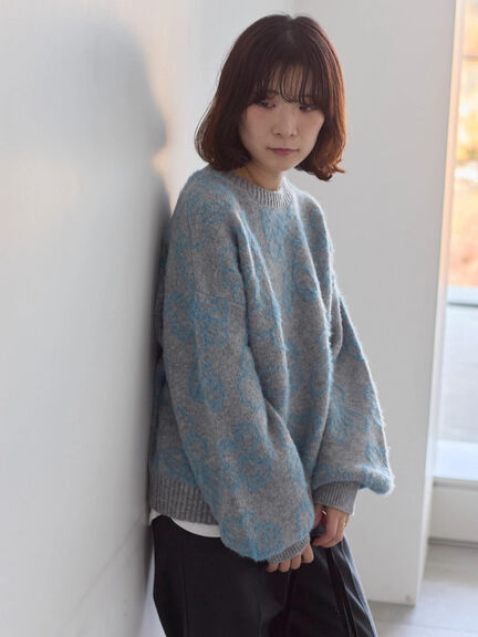 花柄シャギーニットプルオーバー（オフホワイト/グレー/ブラック）｜Samansa Mos2 blue（サマンサモスモス ブルー）通販