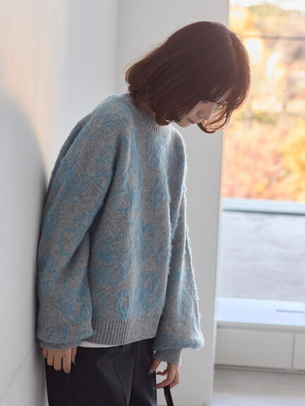 花柄シャギーニットプルオーバー（オフホワイト/グレー/ブラック）｜Samansa Mos2 blue（サマンサモスモス ブルー）通販