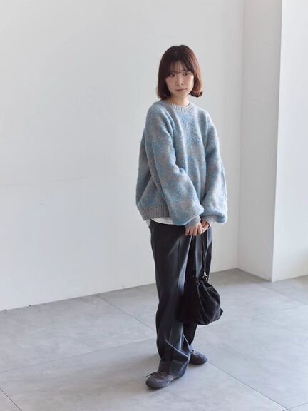 花柄シャギーニットプルオーバー（オフホワイト/グレー/ブラック）｜Samansa Mos2 blue（サマンサモスモス ブルー）通販