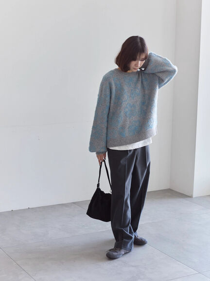 花柄シャギーニットプルオーバー（オフホワイト/グレー/ブラック）｜Samansa Mos2 blue（サマンサモスモス ブルー）通販
