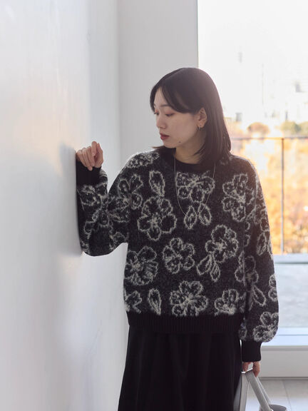 花柄シャギーニットプルオーバー（オフホワイト/グレー/ブラック）｜Samansa Mos2 blue（サマンサモスモス ブルー）通販