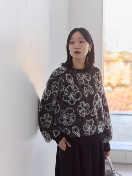 花柄シャギーニットプルオーバー（オフホワイト/グレー/ブラック）｜Samansa Mos2 blue（サマンサモスモス ブルー）通販