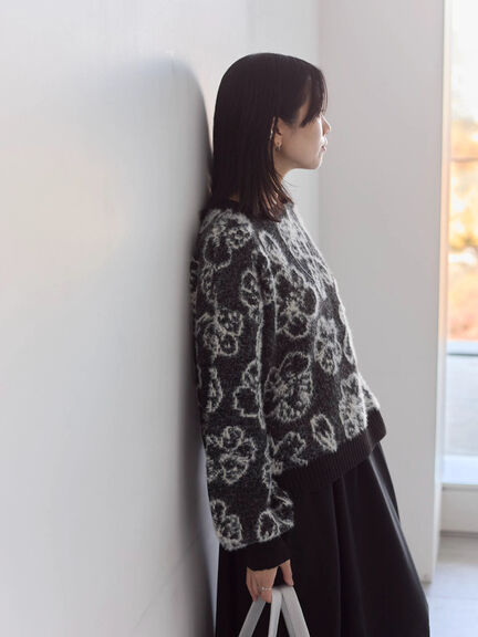 花柄シャギーニットプルオーバー（オフホワイト/グレー/ブラック）｜Samansa Mos2 blue（サマンサモスモス ブルー）通販