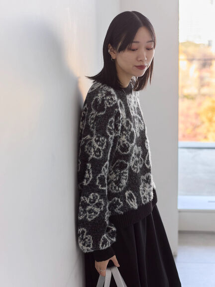 花柄シャギーニットプルオーバー（オフホワイト/グレー/ブラック）｜Samansa Mos2 blue（サマンサモスモス ブルー）通販