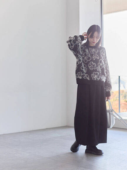 花柄シャギーニットプルオーバー（オフホワイト/グレー/ブラック）｜Samansa Mos2 blue（サマンサモスモス ブルー）通販