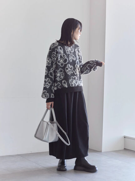 花柄シャギーニットプルオーバー（オフホワイト/グレー/ブラック）｜Samansa Mos2 blue（サマンサモスモス ブルー）通販