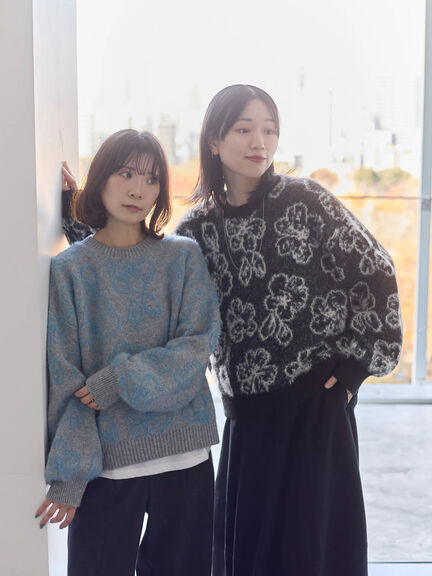 花柄シャギーニットプルオーバー（オフホワイト/グレー/ブラック）｜Samansa Mos2 blue（サマンサモスモス ブルー）通販