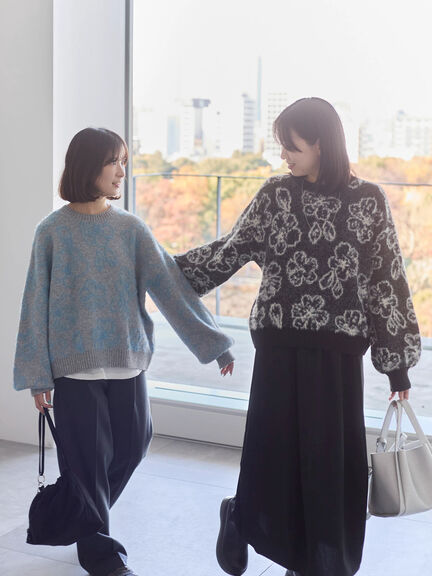 花柄シャギーニットプルオーバー（オフホワイト/グレー/ブラック）｜Samansa Mos2 blue（サマンサモスモス ブルー）通販