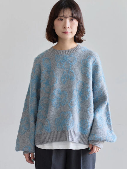 花柄シャギーニットプルオーバー（オフホワイト/グレー/ブラック）｜Samansa Mos2 blue（サマンサモスモス ブルー）通販