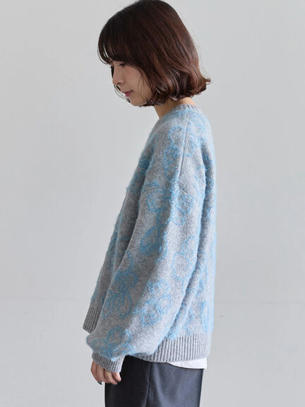 花柄シャギーニットプルオーバー（オフホワイト/グレー/ブラック）｜Samansa Mos2 blue（サマンサモスモス ブルー）通販