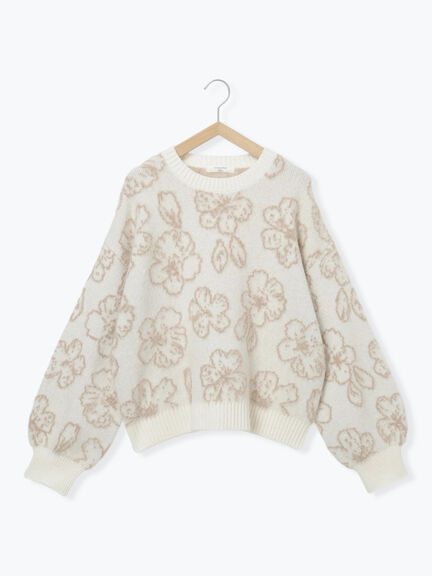 花柄シャギーニットプルオーバー（オフホワイト/グレー/ブラック）｜Samansa Mos2 blue（サマンサモスモス ブルー）通販