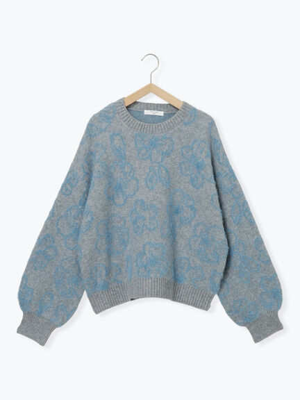 花柄シャギーニットプルオーバー（オフホワイト/グレー/ブラック）｜Samansa Mos2 blue（サマンサモスモス ブルー）通販
