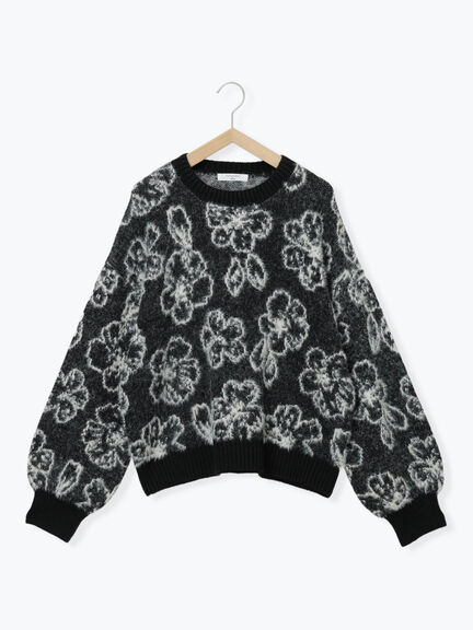 花柄シャギーニットプルオーバー（オフホワイト/グレー/ブラック）｜Samansa Mos2 blue（サマンサモスモス ブルー）通販