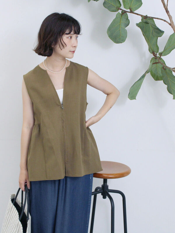 ジップベスト（カーキ）｜Samansa Mos2 blue（サマンサモスモス ブルー）通販