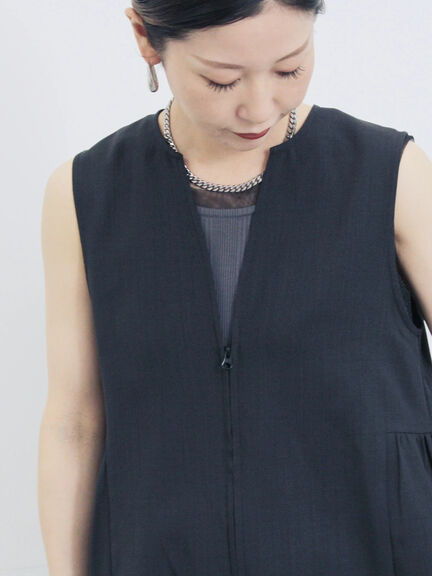 ジップベスト（ブラック/ブラウン/カーキ）｜Samansa Mos2 blue（サマンサモスモス ブルー）通販