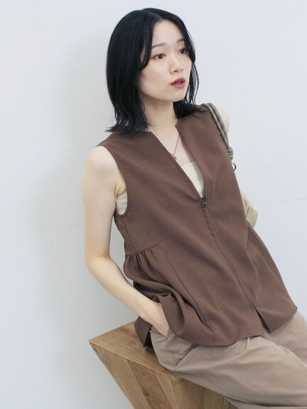 ジップベスト（ブラック/ブラウン/カーキ）｜Samansa Mos2 blue（サマンサモスモス ブルー）通販