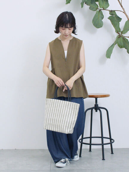 ジップベスト（ブラック/ブラウン/カーキ）｜Samansa Mos2 blue（サマンサモスモス ブルー）通販