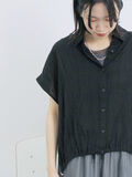 裾ドロスト楊柳シャツ（ブラック）｜Samansa Mos2 blue（サマンサモスモス ブルー）通販