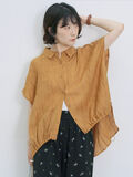 裾ドロスト楊柳シャツ（オレンジ）｜Samansa Mos2 blue（サマンサモスモス ブルー）通販