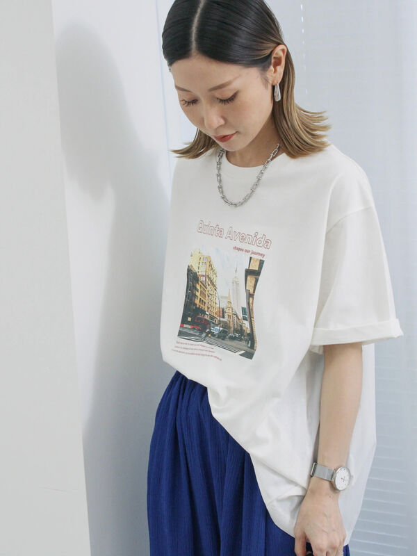 布帛切替ドルマンTシャツ（オフホワイト/チャコールグレー/サックスブルー）｜Samansa Mos2 blue（サマンサモスモス ブルー）通販