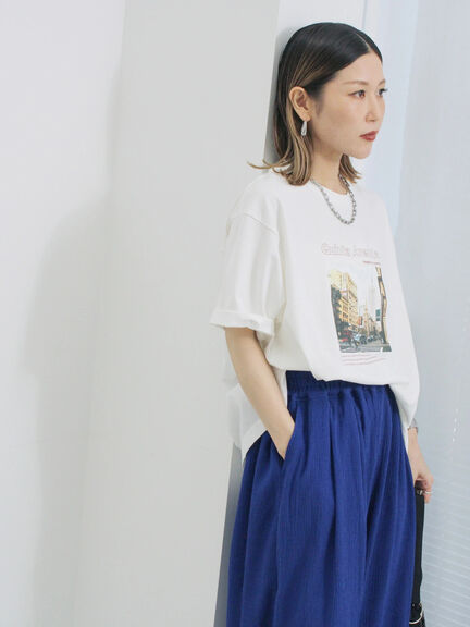布帛切替ドルマンTシャツ（オフホワイト/チャコールグレー/サックスブルー）｜Samansa Mos2 blue（サマンサモスモス ブルー）通販