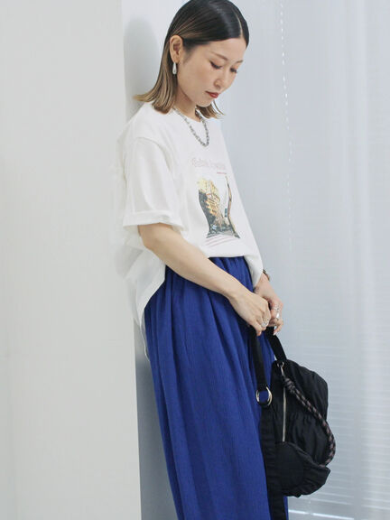 布帛切替ドルマンTシャツ（オフホワイト/チャコールグレー/サックスブルー）｜Samansa Mos2 blue（サマンサモスモス ブルー）通販