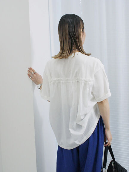 布帛切替ドルマンTシャツ（オフホワイト/チャコールグレー/サックスブルー）｜Samansa Mos2 blue（サマンサモスモス ブルー）通販