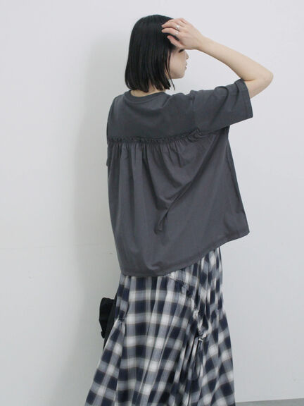 布帛切替ドルマンTシャツ（オフホワイト/チャコールグレー/サックスブルー）｜Samansa Mos2 blue（サマンサモスモス ブルー）通販