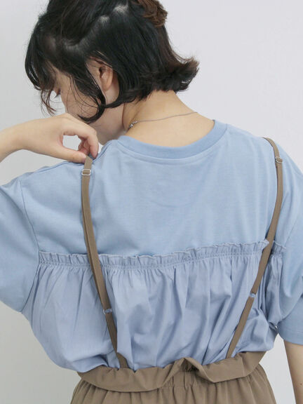 布帛切替ドルマンTシャツ（オフホワイト/チャコールグレー/サックスブルー）｜Samansa Mos2 blue（サマンサモスモス ブルー）通販